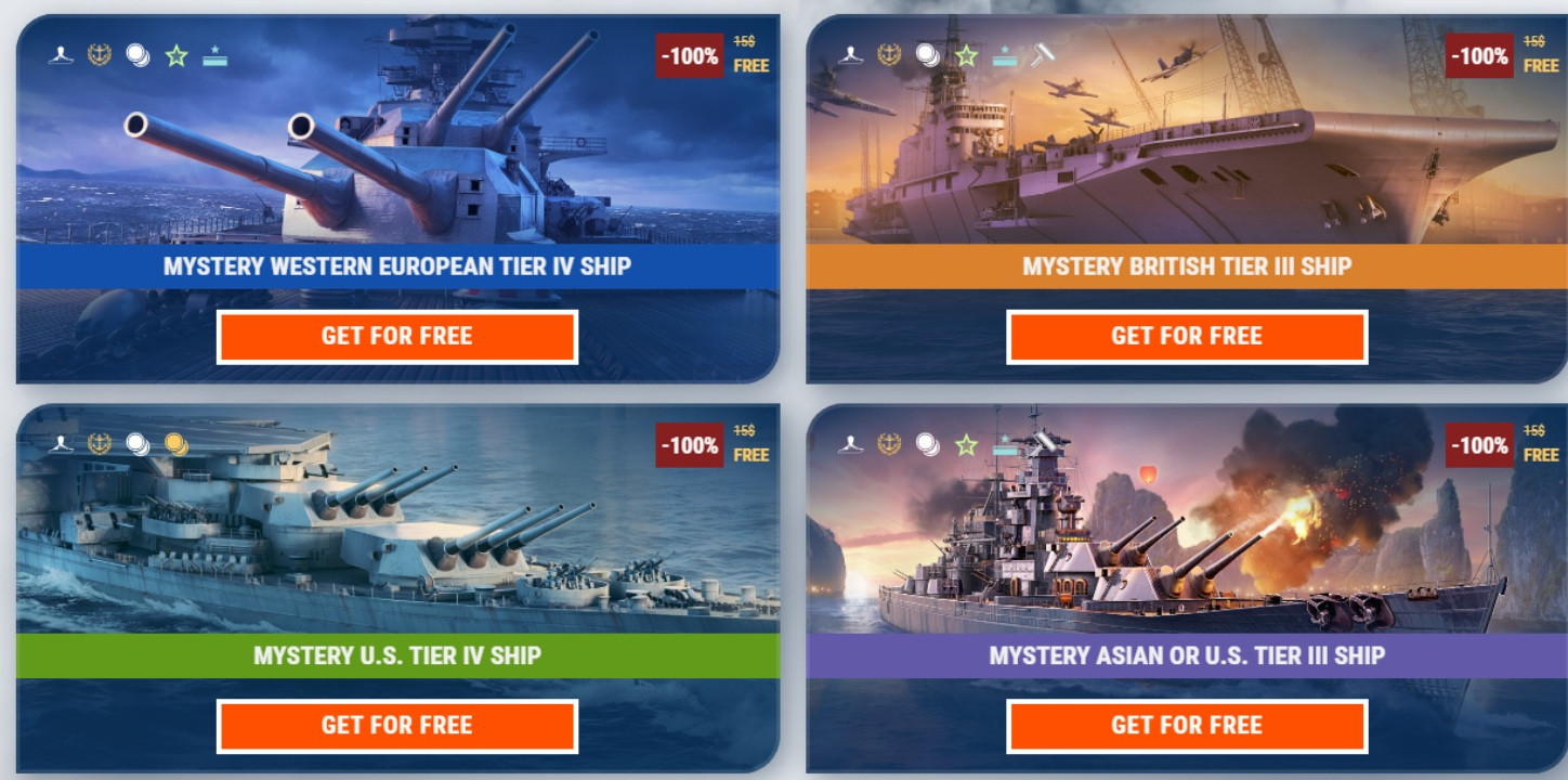Select one of four mystery ships in World of Warships