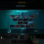 2 – Mission search screen showing PvE map selection and average wait time.