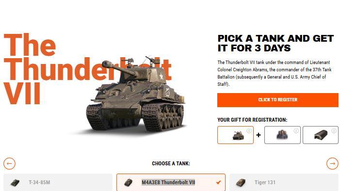 CHOOSE YOUR LEGENDARY TANK FOR 3 DAYS