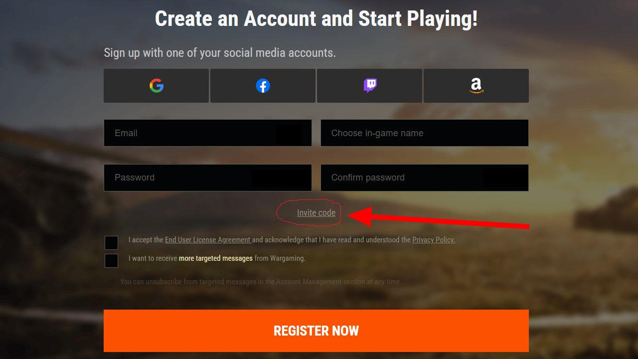 How to find the invite code field during registration