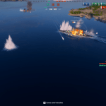Cruiser Battle with Shell Hit and Explosion.