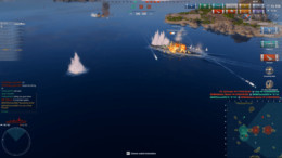 Cruiser Battle with Shell Hit and Explosion.