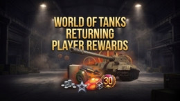 World of Tanks returning player rewards thumbnail with tanks and bonus items