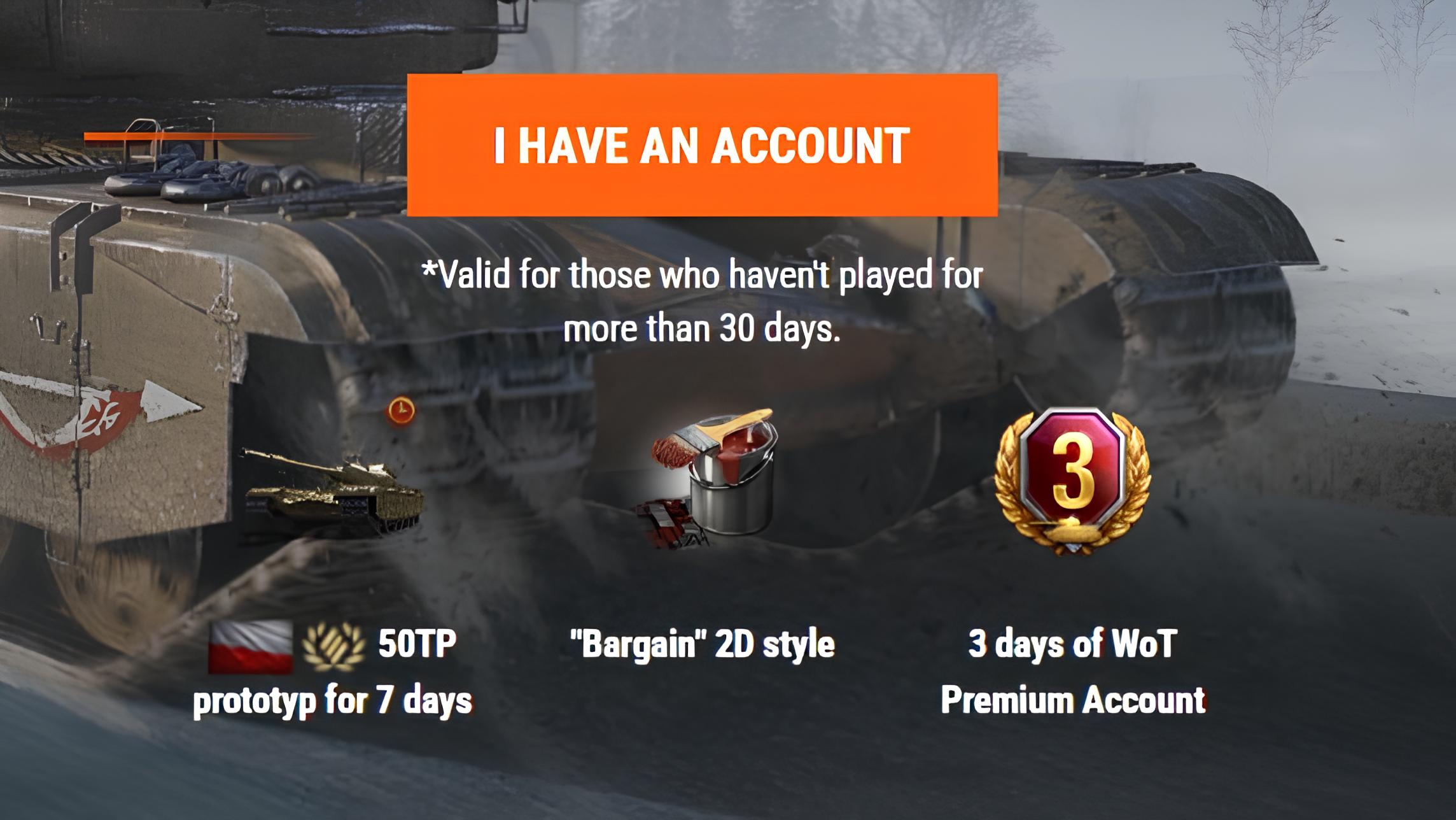 World of Tanks returning player rewards and bonuses 2024