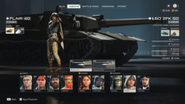 Agent selection screen with Flair assigned to the Leo 2FK tank and full roster show